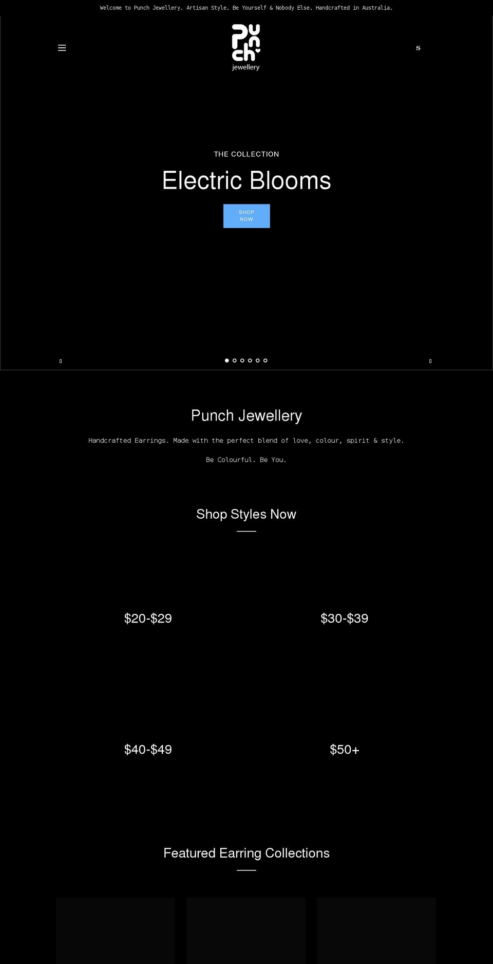 punchjewellery.com shopify website screenshot