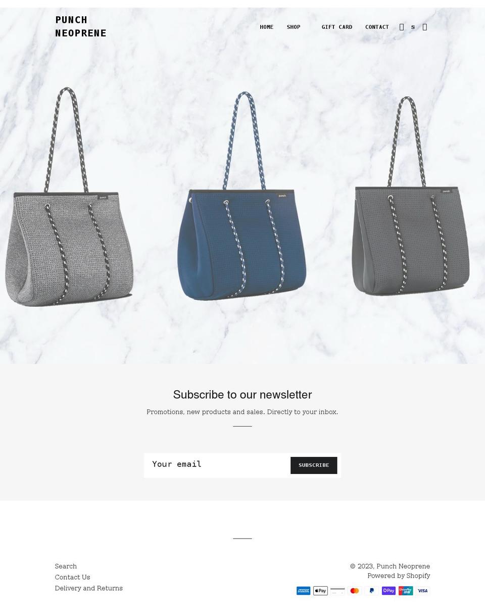 punchneoprene.com.au shopify website screenshot