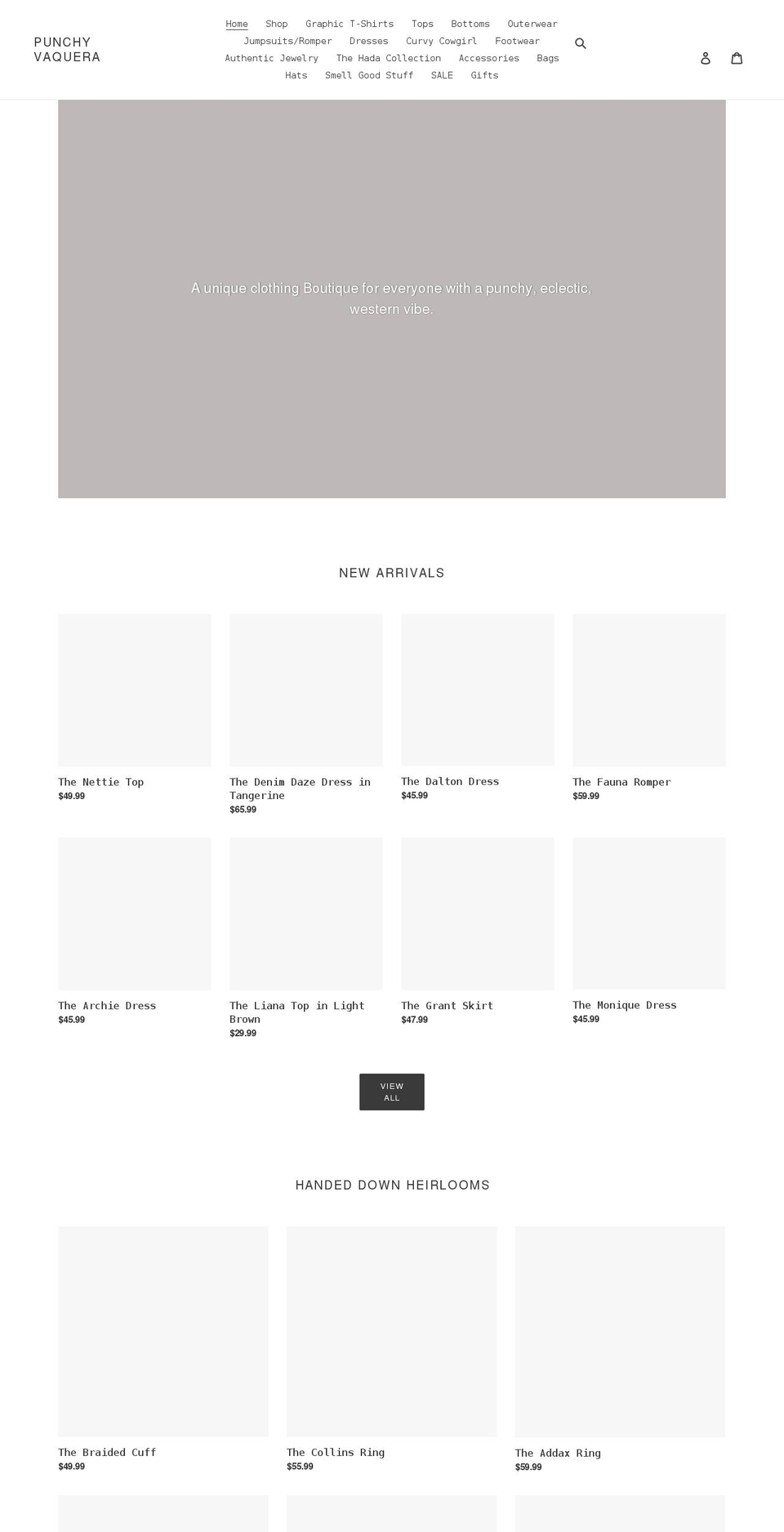 punchyvaquera.com shopify website screenshot