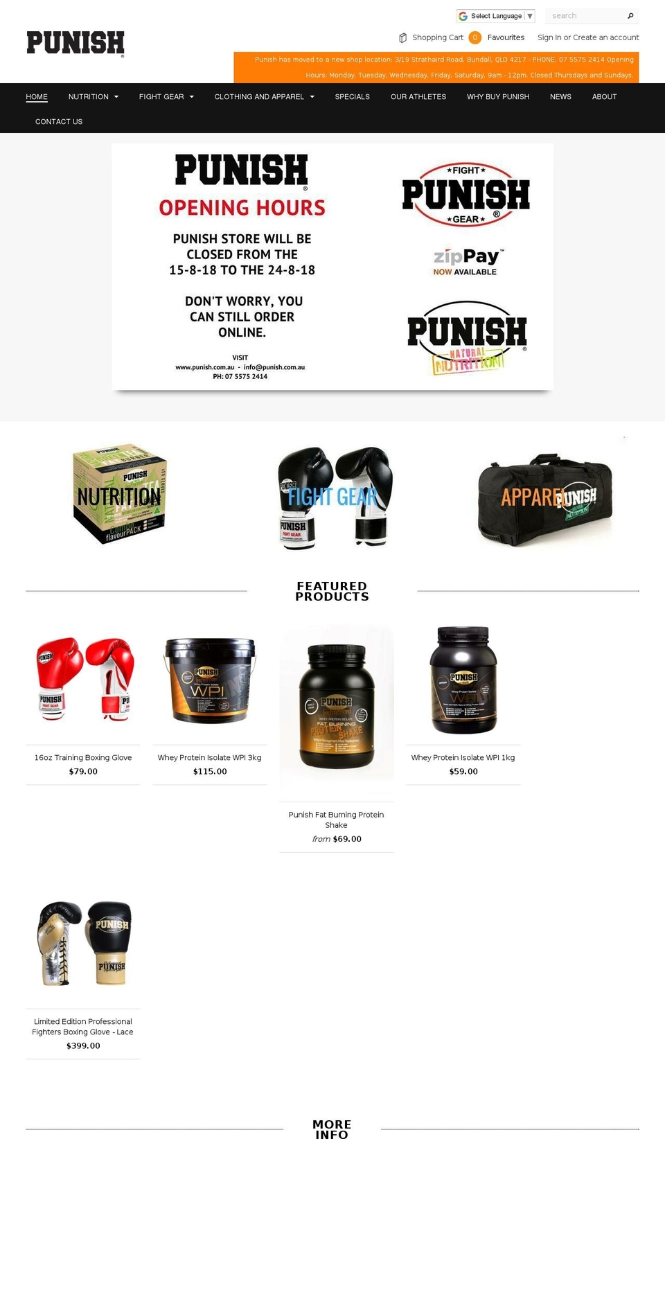 punishnutrition.com shopify website screenshot