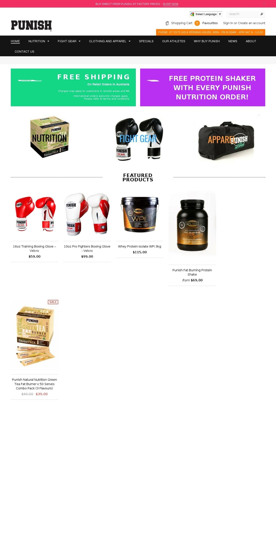 punishprotein.com shopify website screenshot