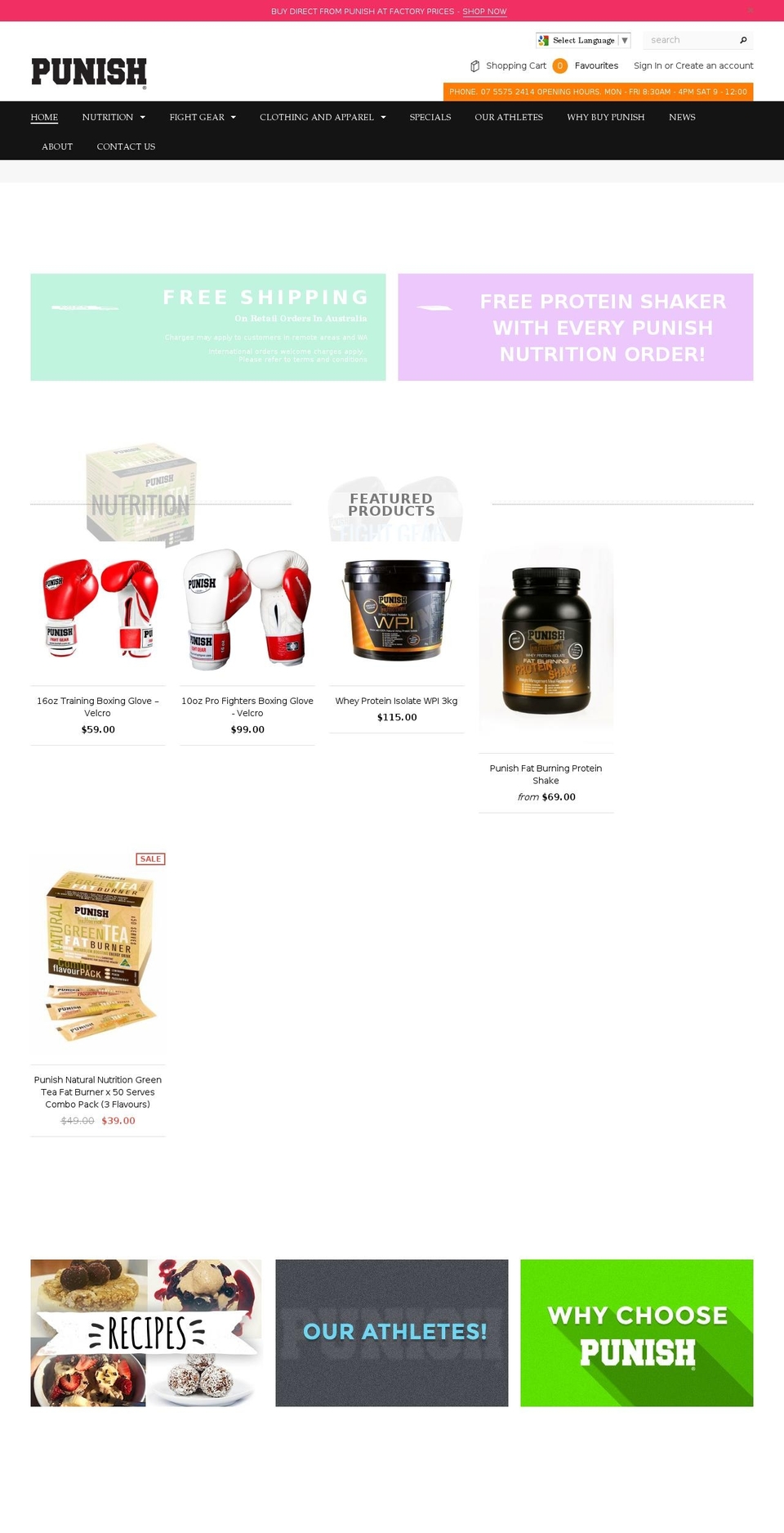 punishsupplements.com.au shopify website screenshot