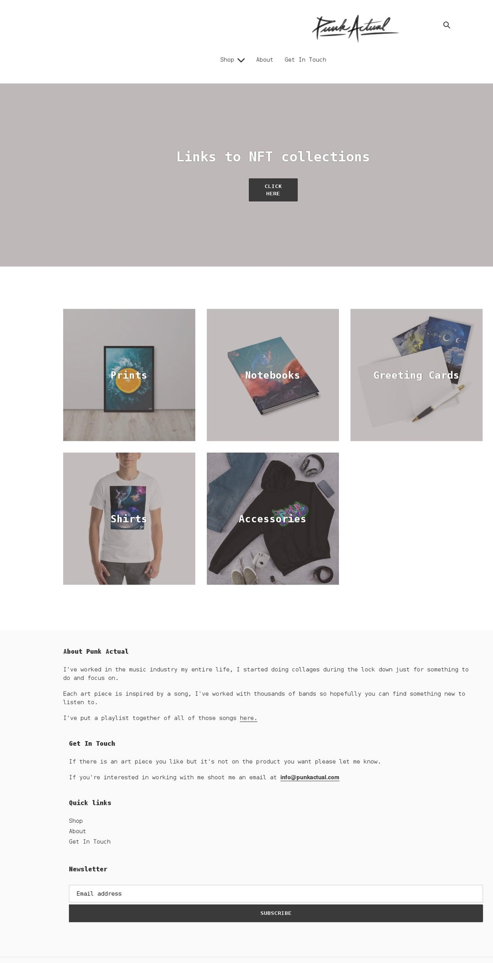 punkactual.com shopify website screenshot