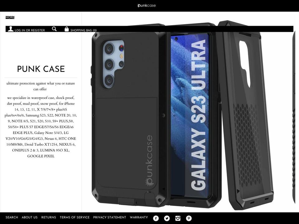 punkcases.co.uk shopify website screenshot