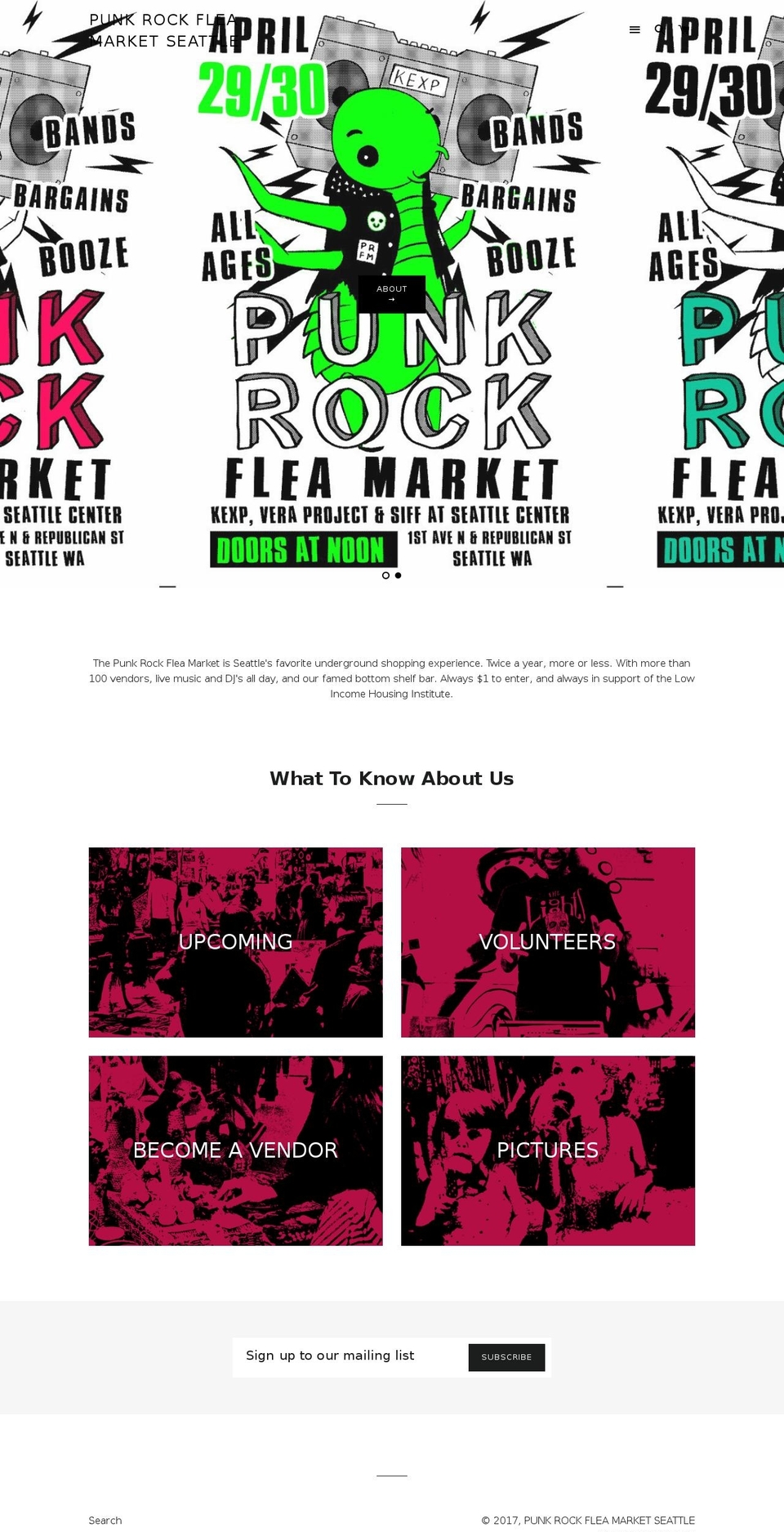 punkrockfleamarketseattle.com shopify website screenshot