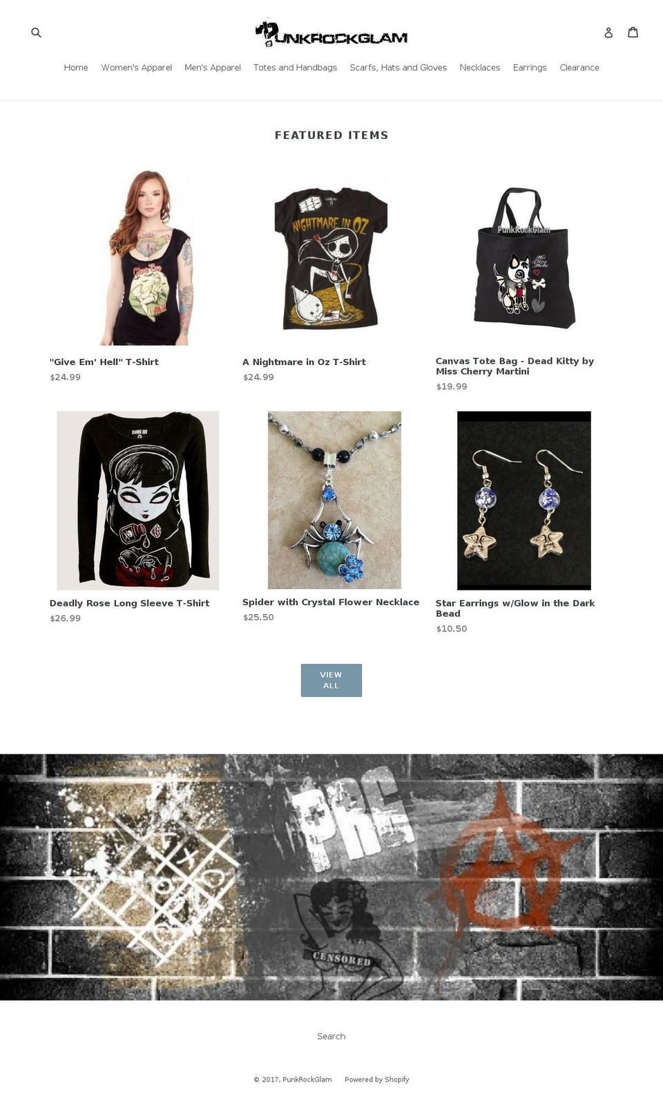 punkrockglam.com shopify website screenshot