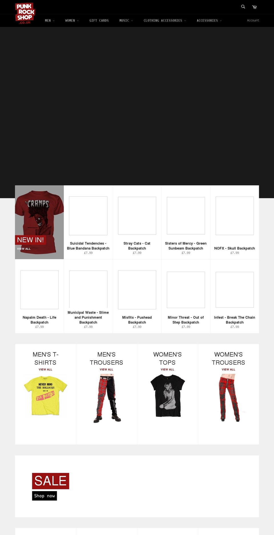 punkrockshop.co.uk shopify website screenshot