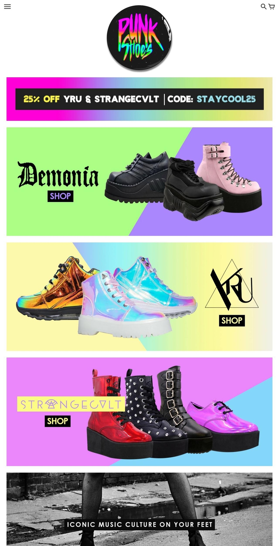 punkshoes.com — Shopify storefront screenshot