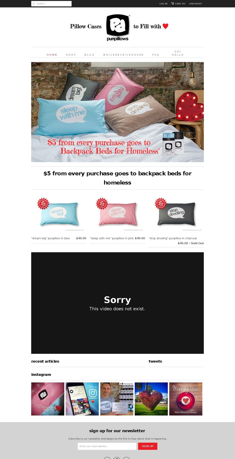 punpillows.com shopify website screenshot
