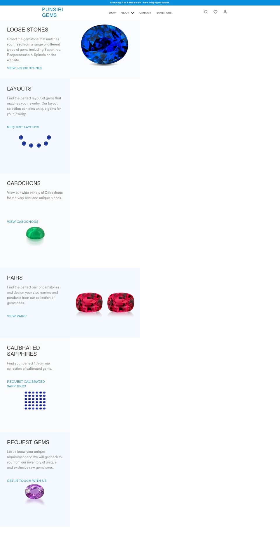 punsirigems.com shopify website screenshot
