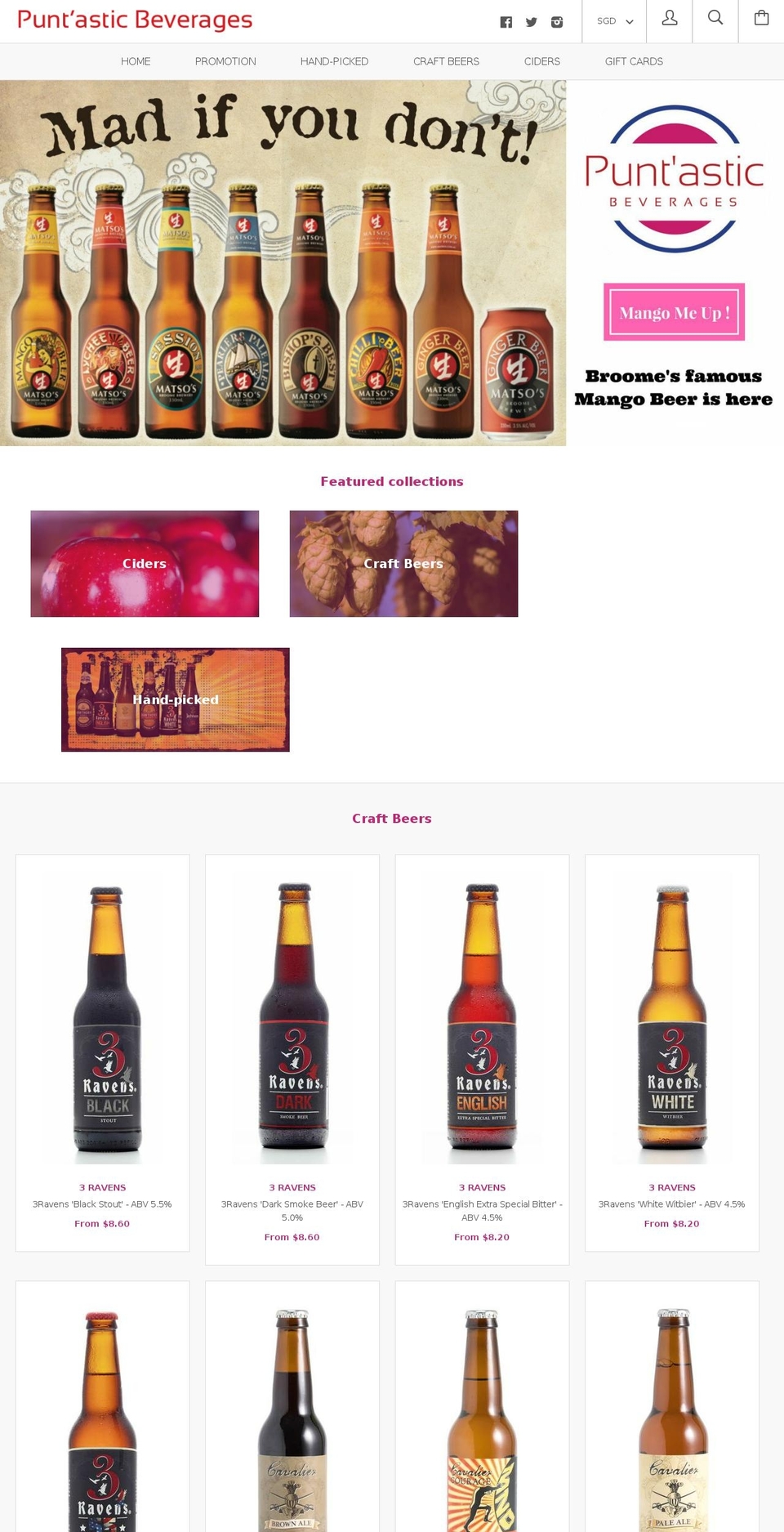 puntasticbeverages.com shopify website screenshot