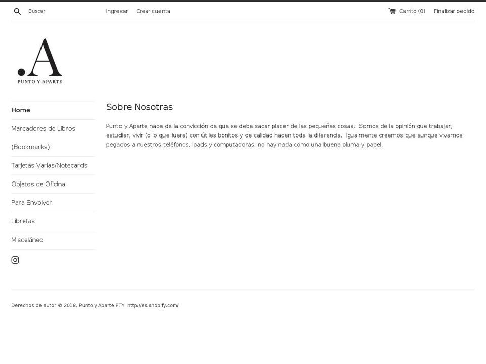 puntoyapartepty.com — Shopify storefront screenshot