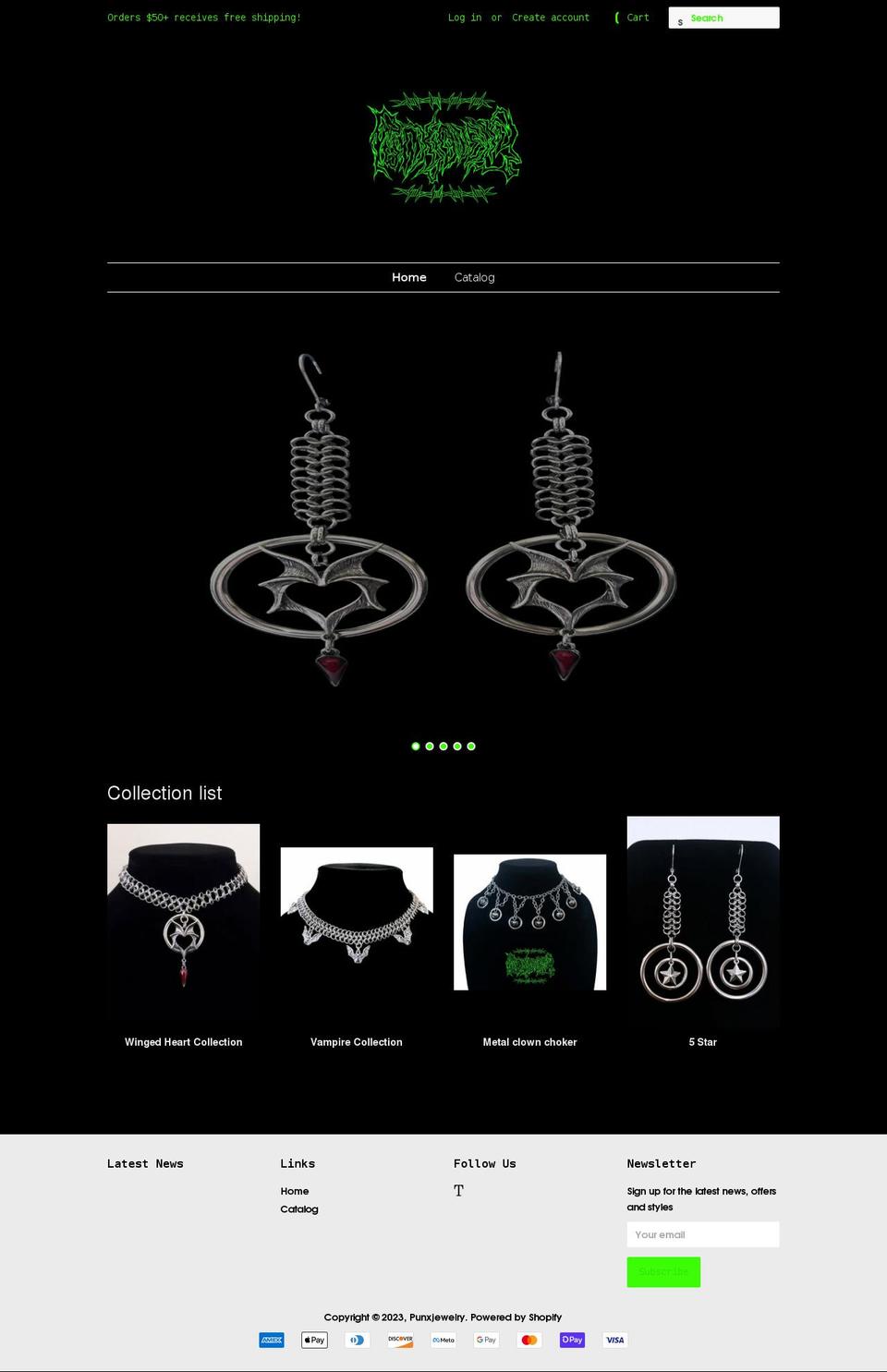 punxjewelry.net shopify website screenshot
