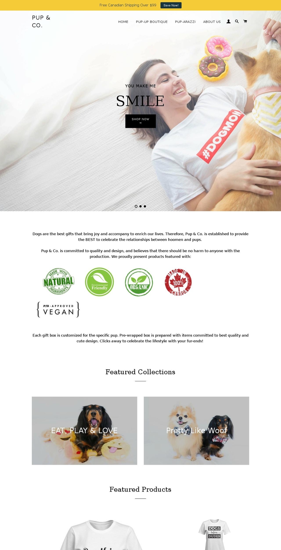 pupandcompany.ca shopify website screenshot