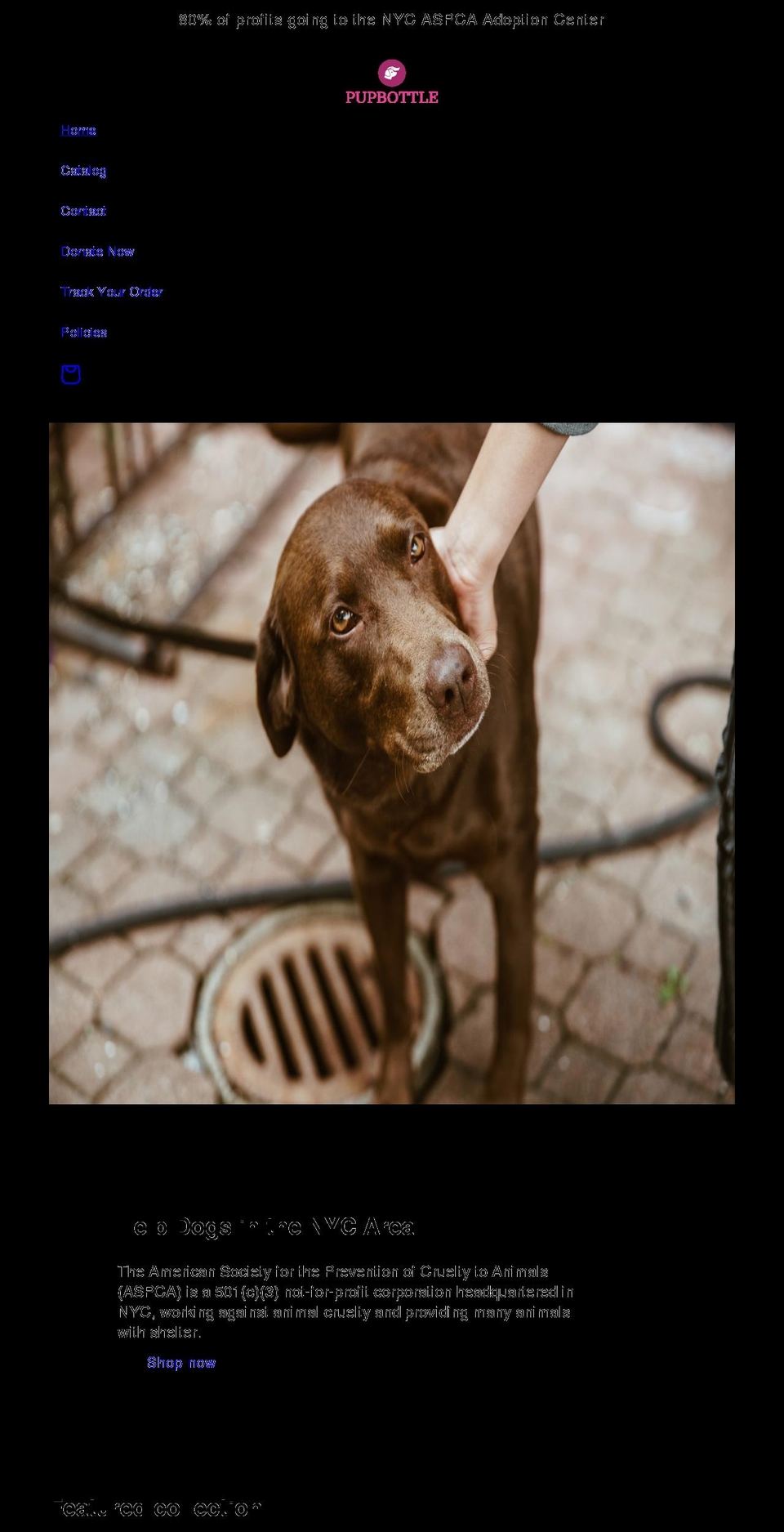 pupbottle.org shopify website screenshot
