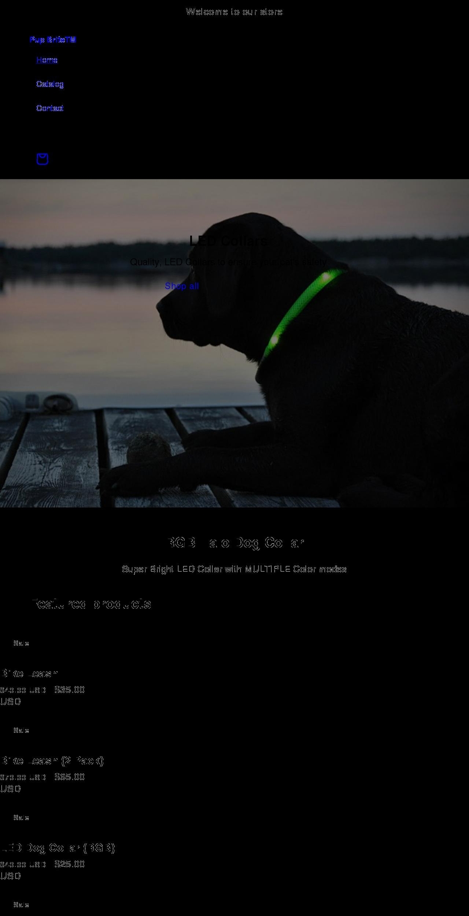 pupbrite.com shopify website screenshot