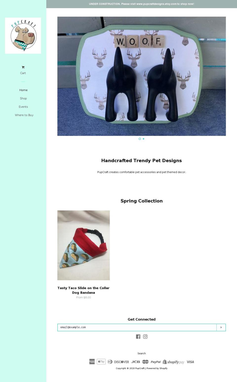 pupcraft.com shopify website screenshot