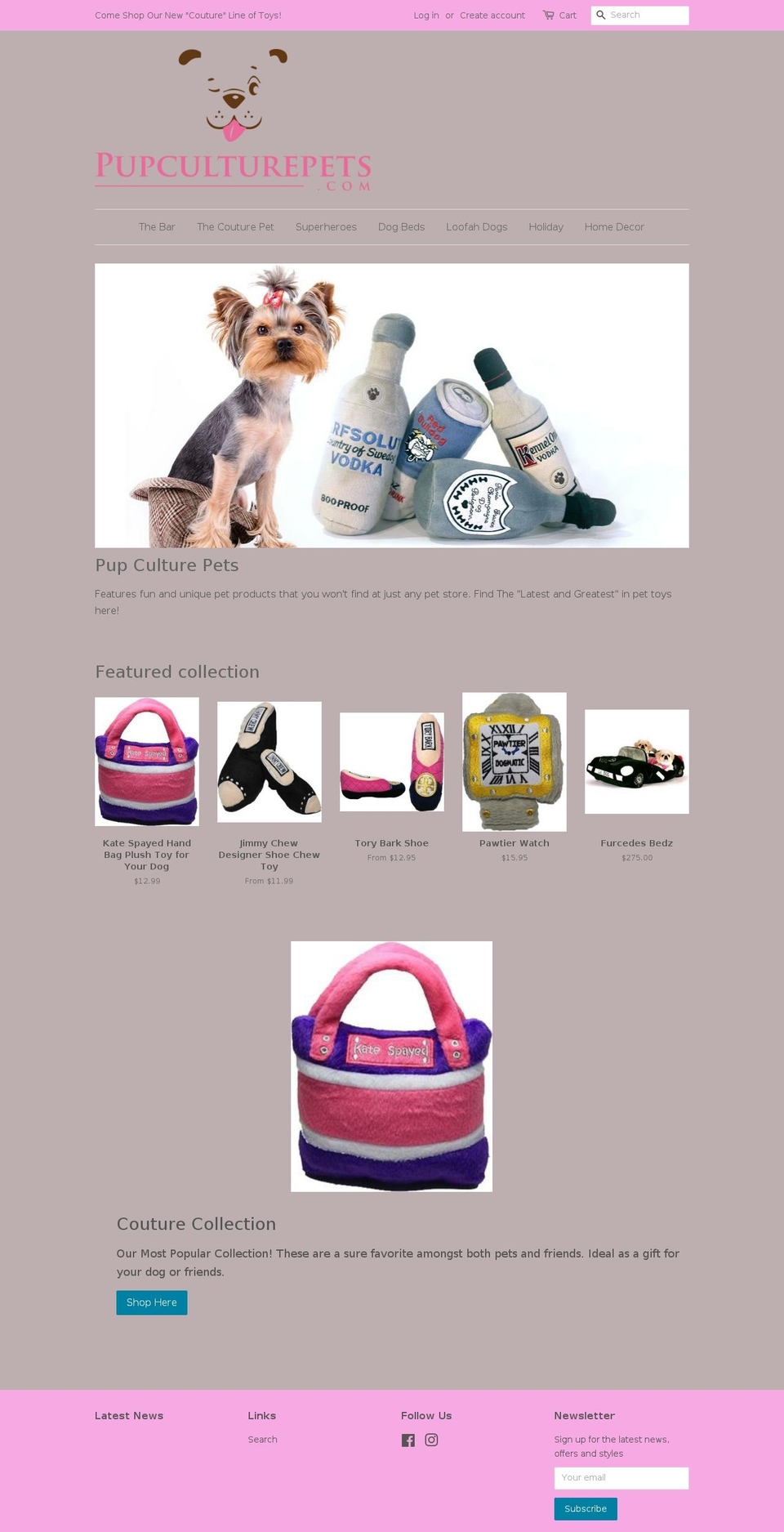 pupculturepets.com shopify website screenshot