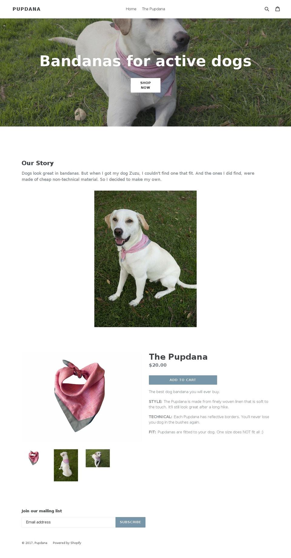 pupdana.com shopify website screenshot