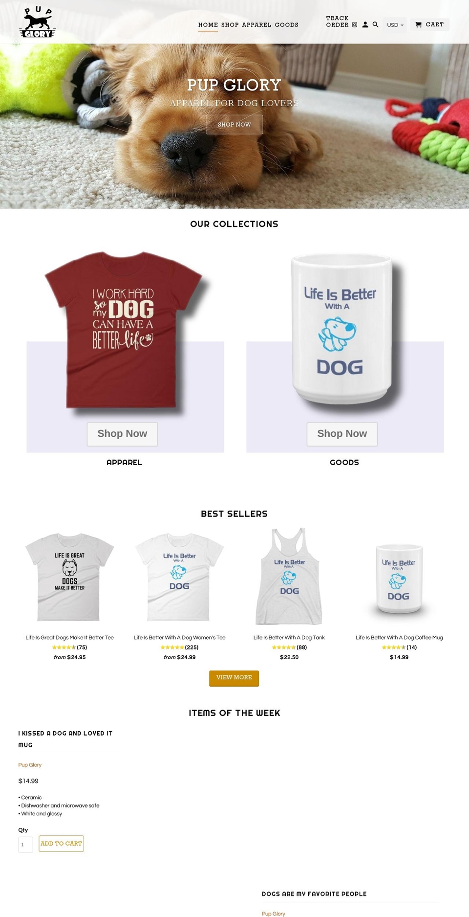pupglory.com — Shopify storefront screenshot