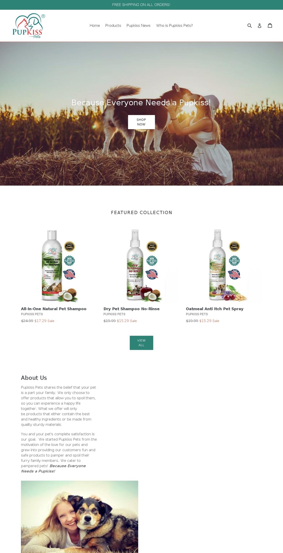 pupkisspets.com — Shopify storefront screenshot