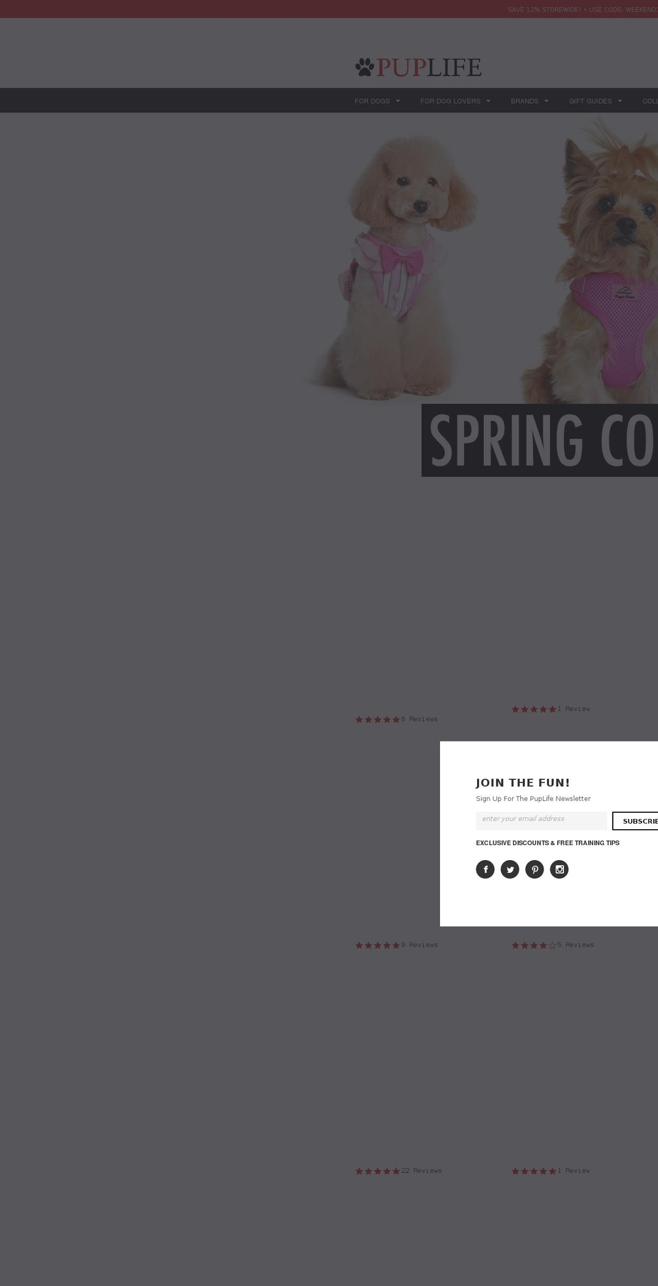 Minimal Shopify theme site example puplife.com