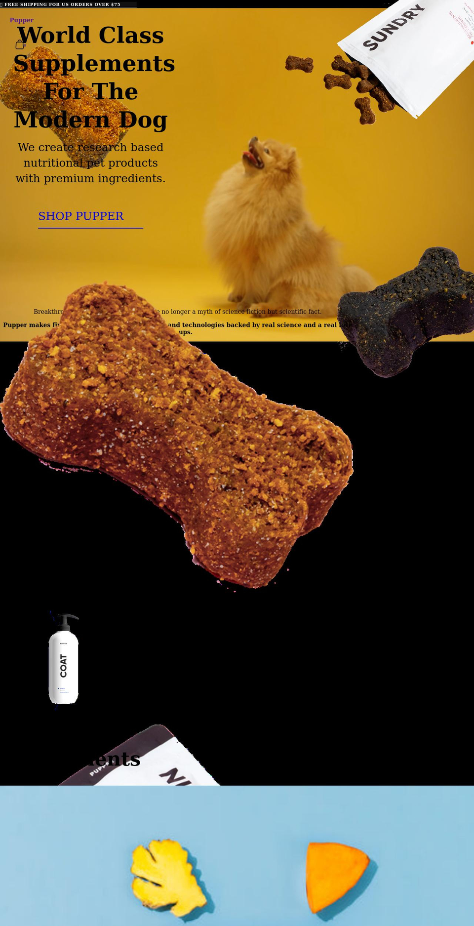 pupper.com shopify website screenshot