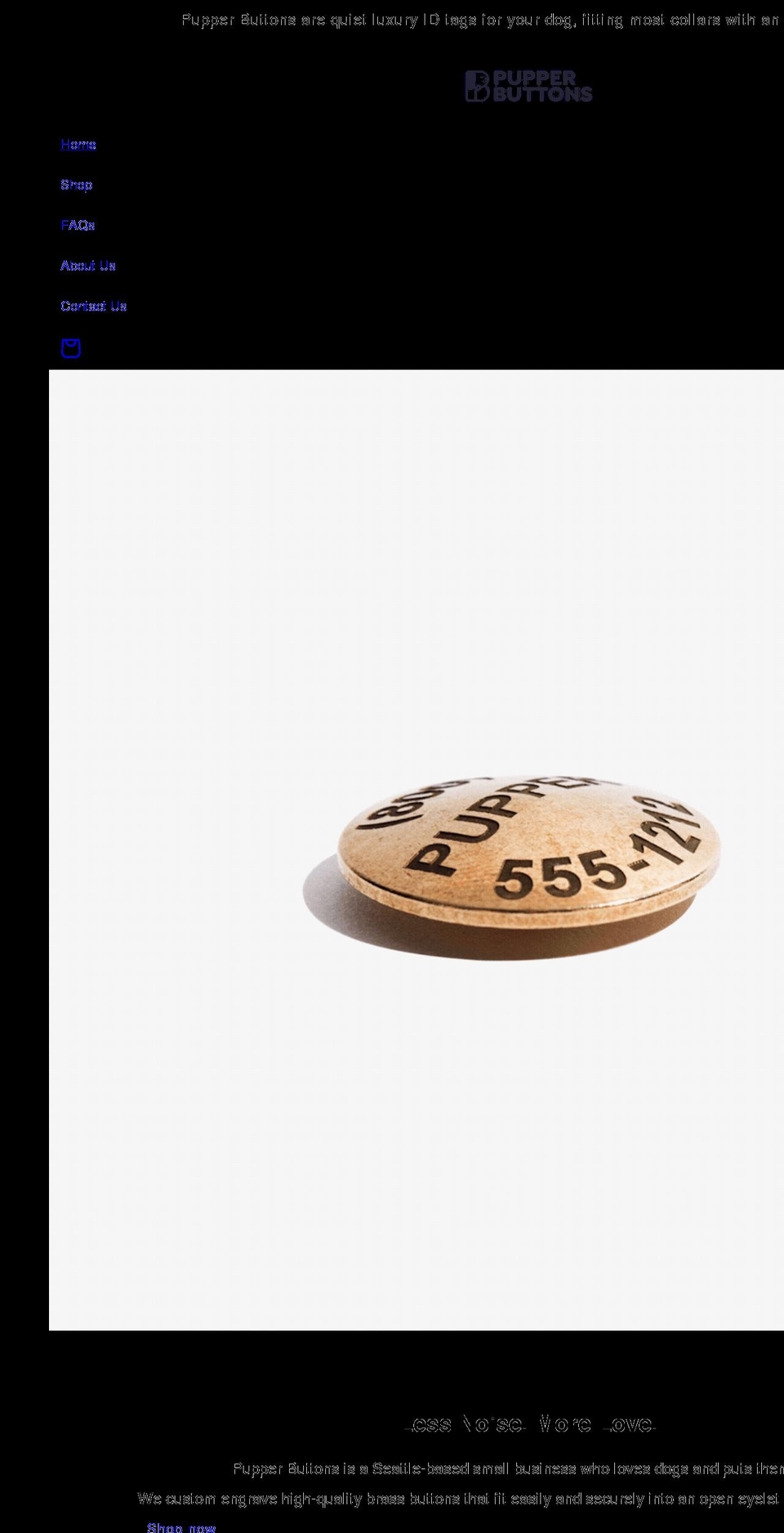 pupperbuttons.com shopify website screenshot