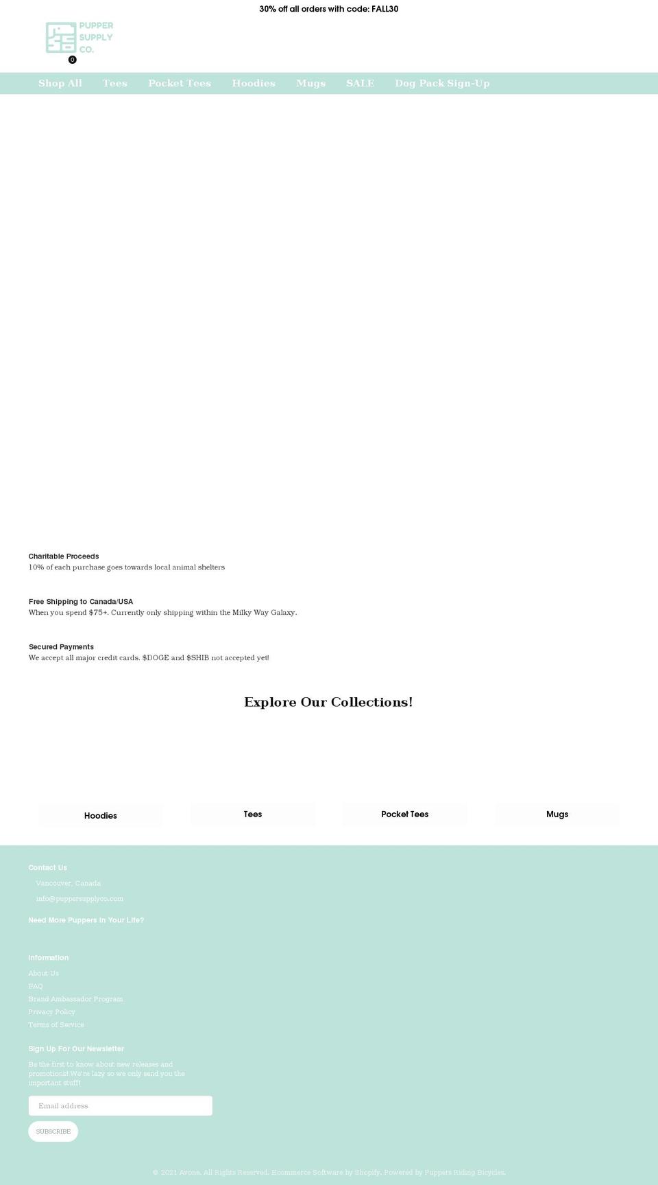 puppersupplyco.com shopify website screenshot