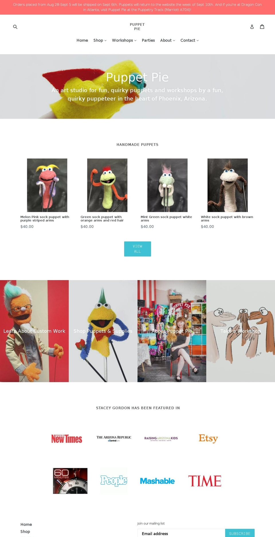 puppetpie.com — Shopify storefront screenshot