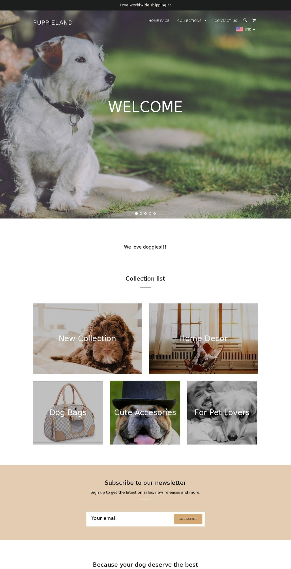 puppieland.com shopify website screenshot