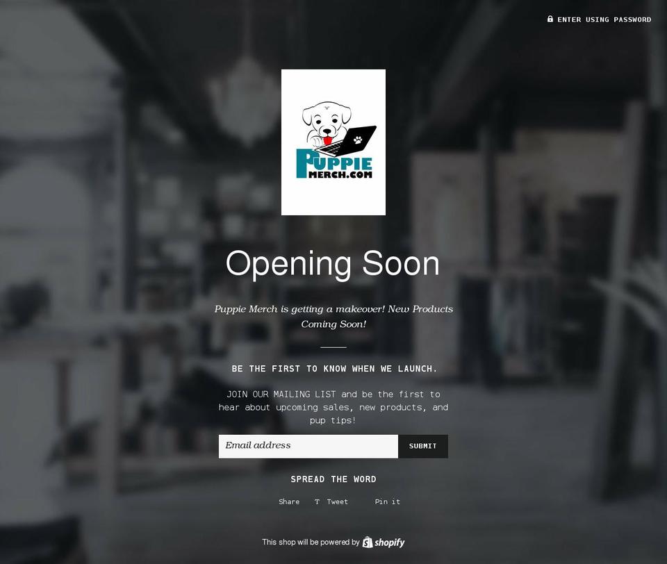 puppiemerch.com shopify website screenshot