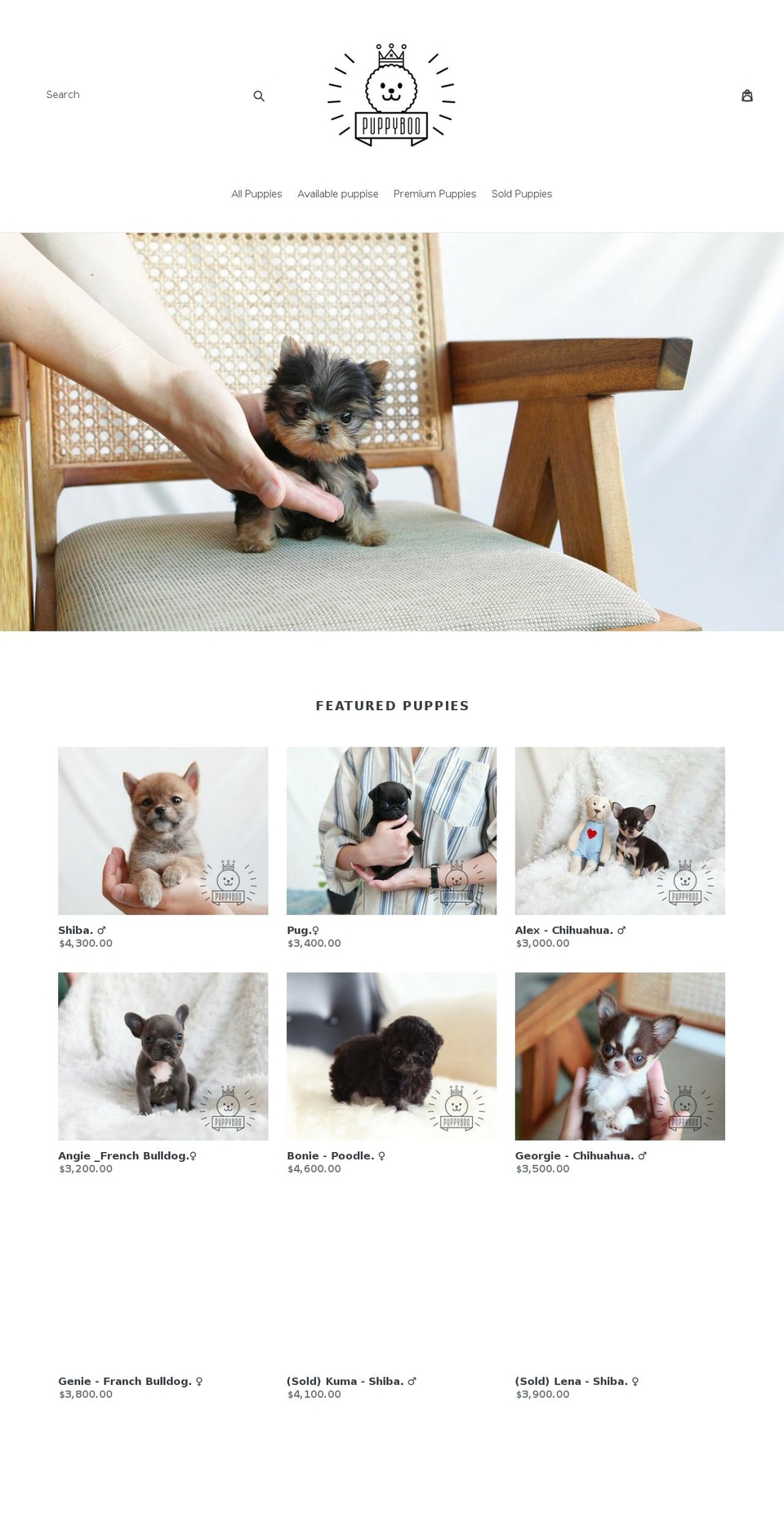 puppyboo.com — Shopify storefront screenshot