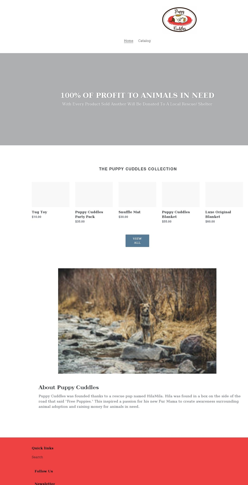 puppycuddles.org shopify website screenshot