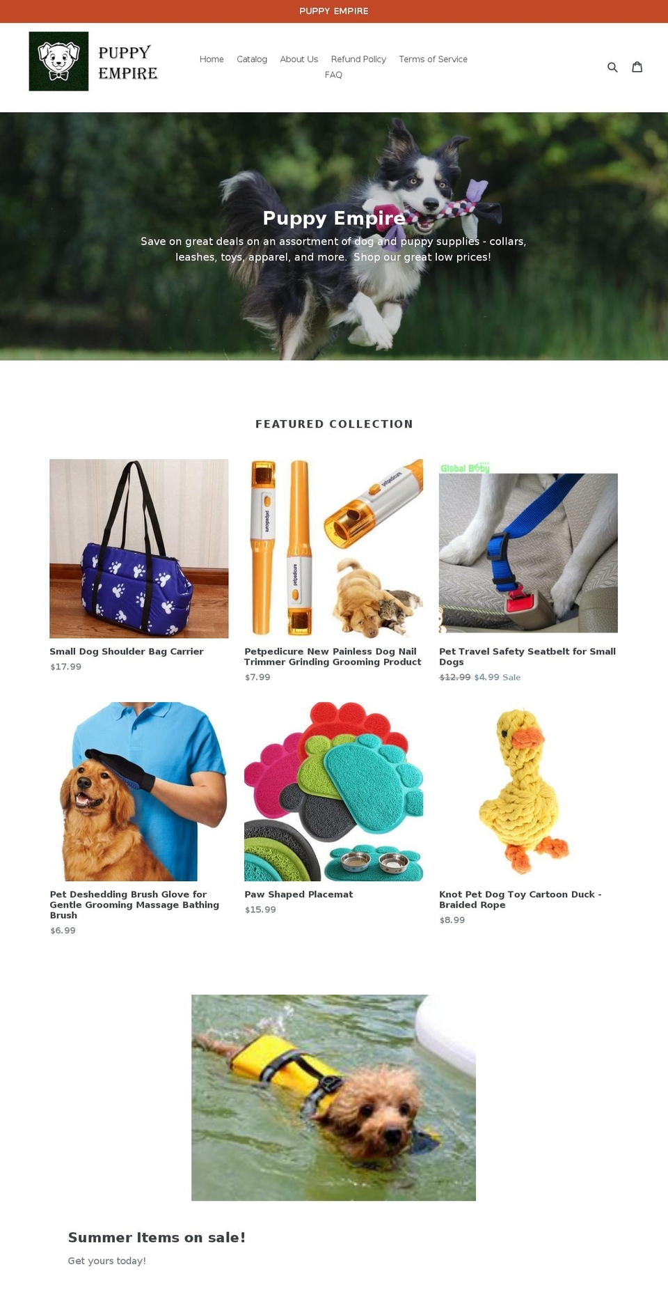 puppyempire.com — Shopify storefront screenshot