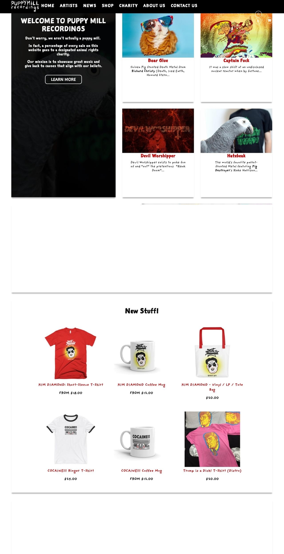 puppymillrecordings.com shopify website screenshot