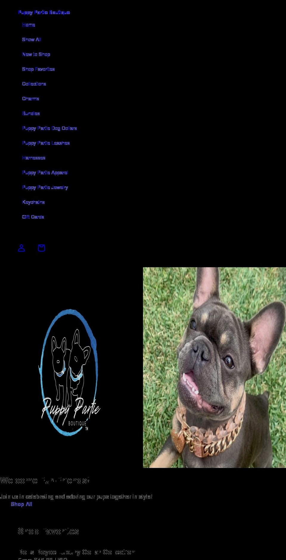 puppypartie-boutique.com shopify website screenshot