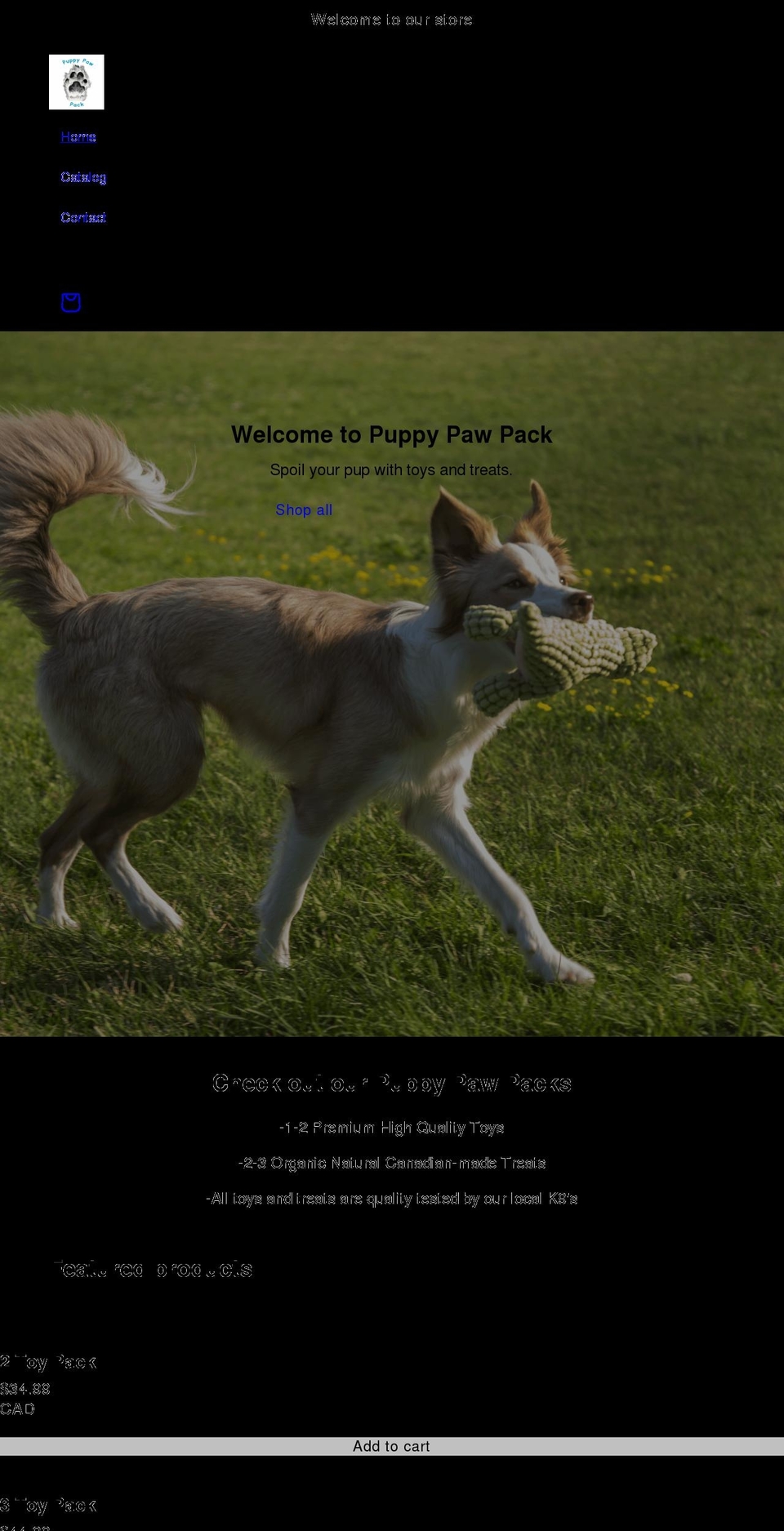 puppypawpack.com shopify website screenshot