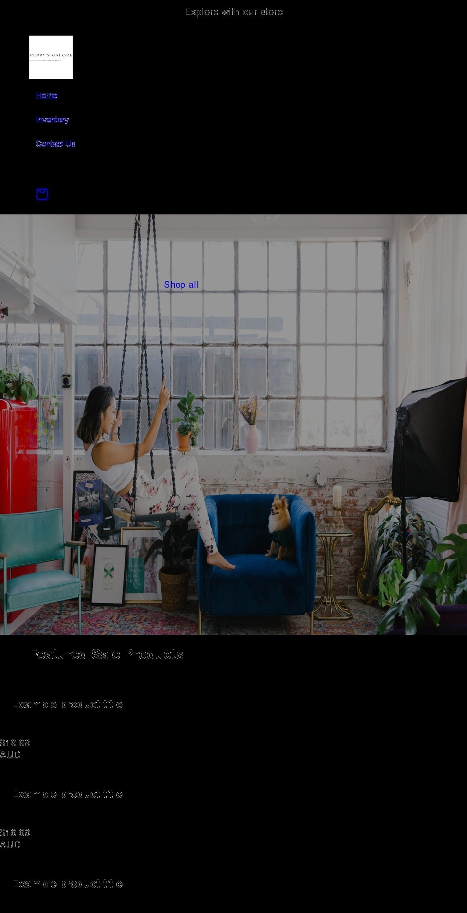 puppysgalore.com shopify website screenshot