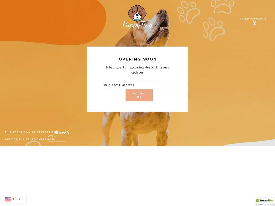 puppyting.com shopify website screenshot
