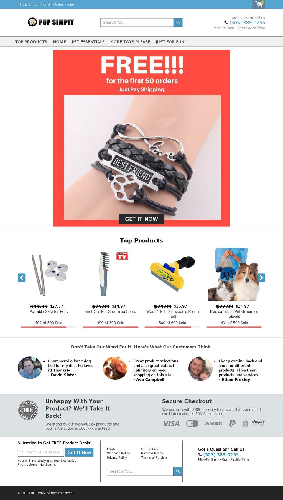 pupsimply.com shopify website screenshot