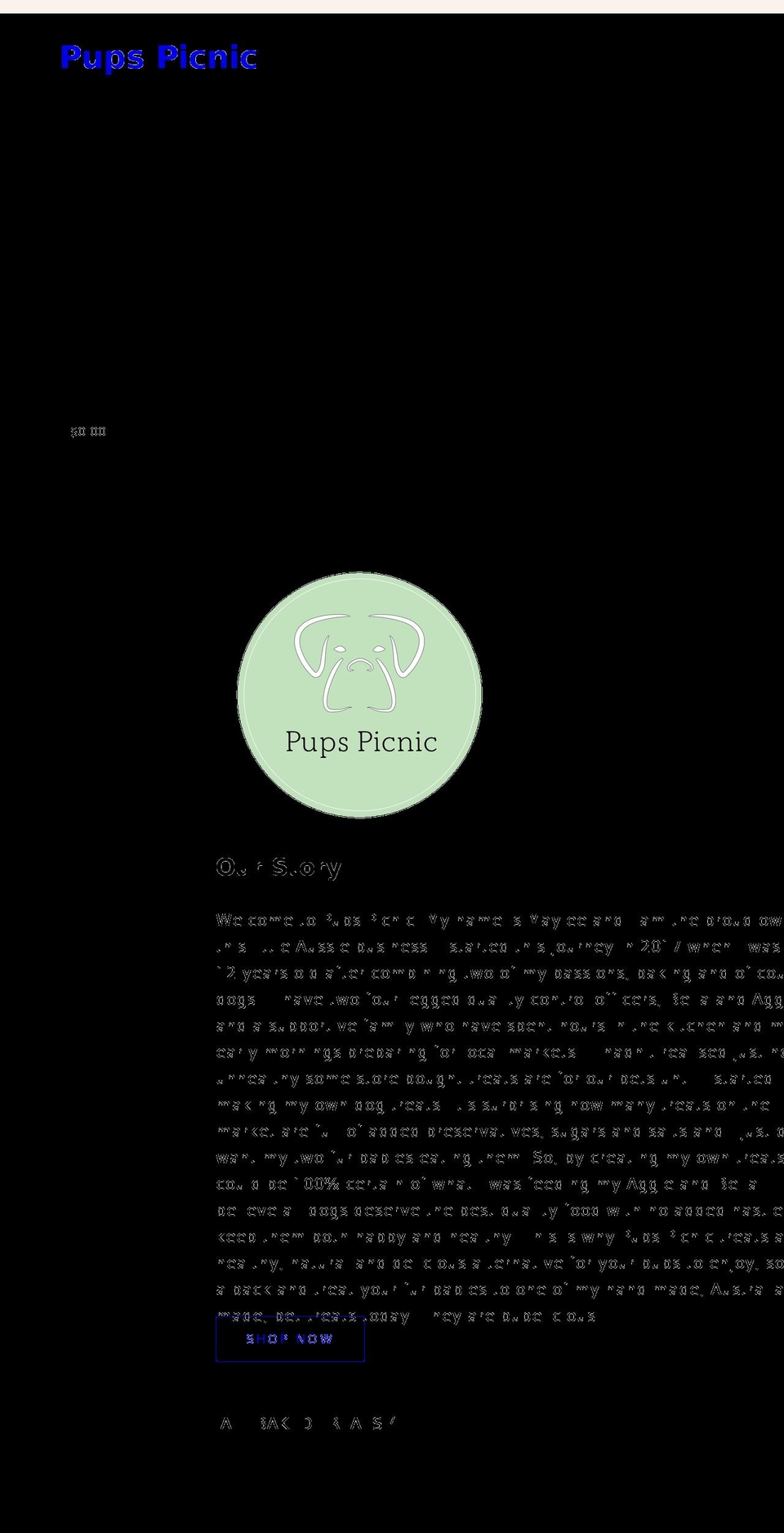 pupspicnic.com shopify website screenshot