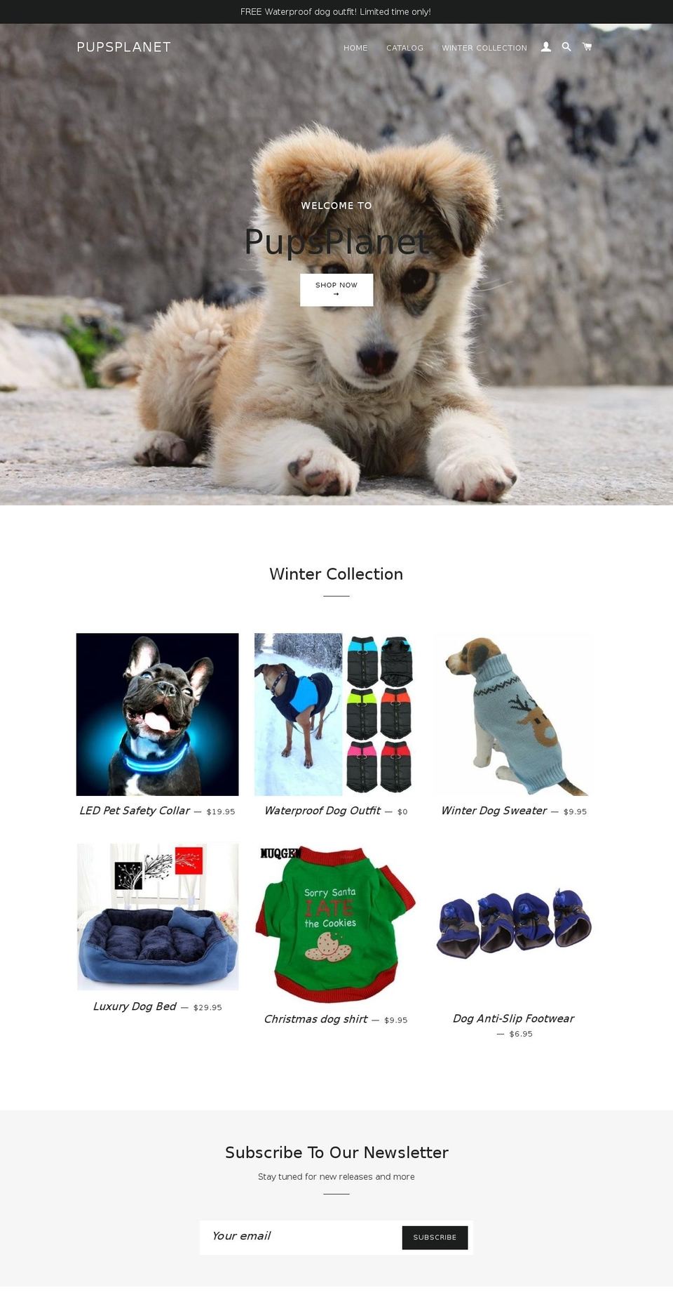 pupsplanet.com — Shopify storefront screenshot