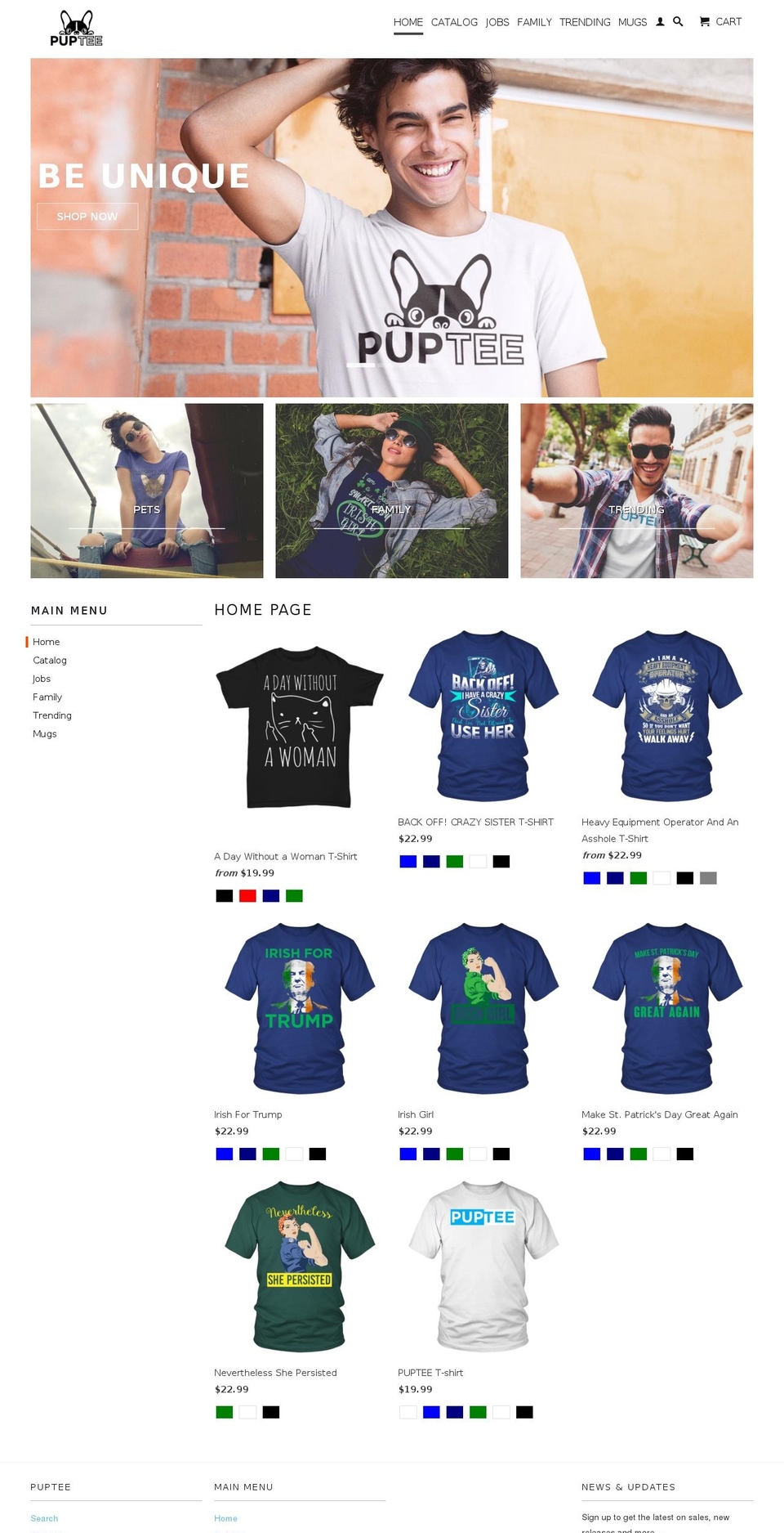puptee.com shopify website screenshot