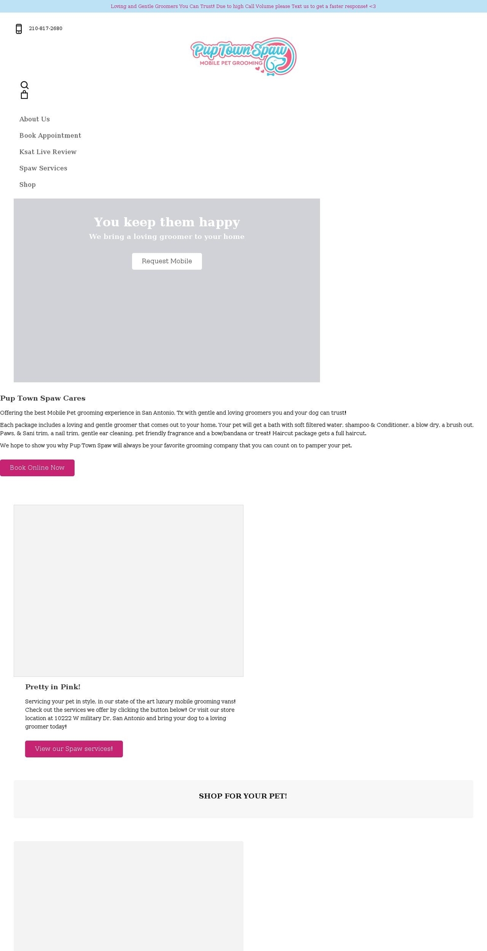 puptownspaw.com shopify website screenshot