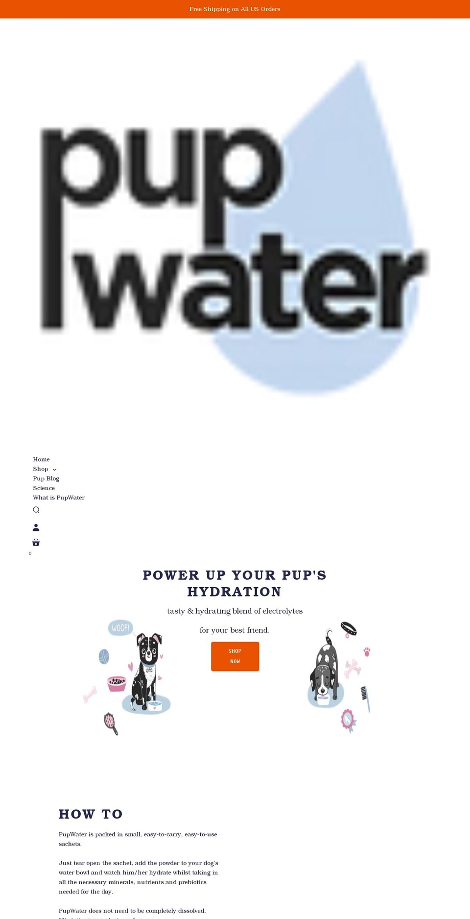 pupwater.com shopify website screenshot