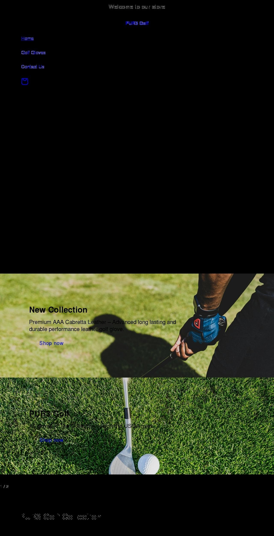 pur3golf.com shopify website screenshot