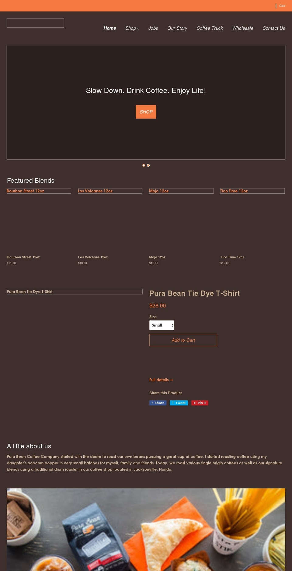 purabeancoffeeco.com shopify website screenshot