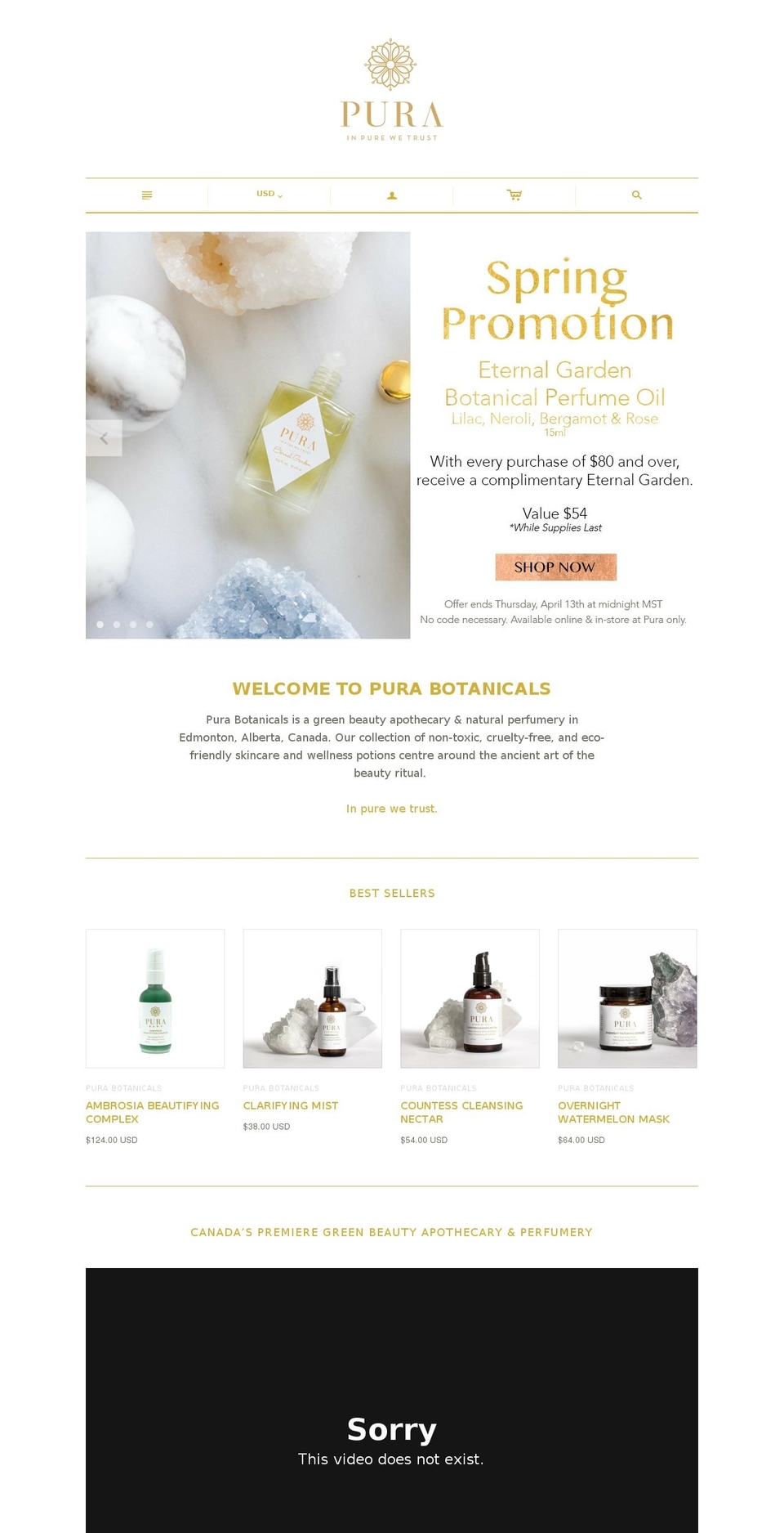 purabotanicals.com shopify website screenshot
