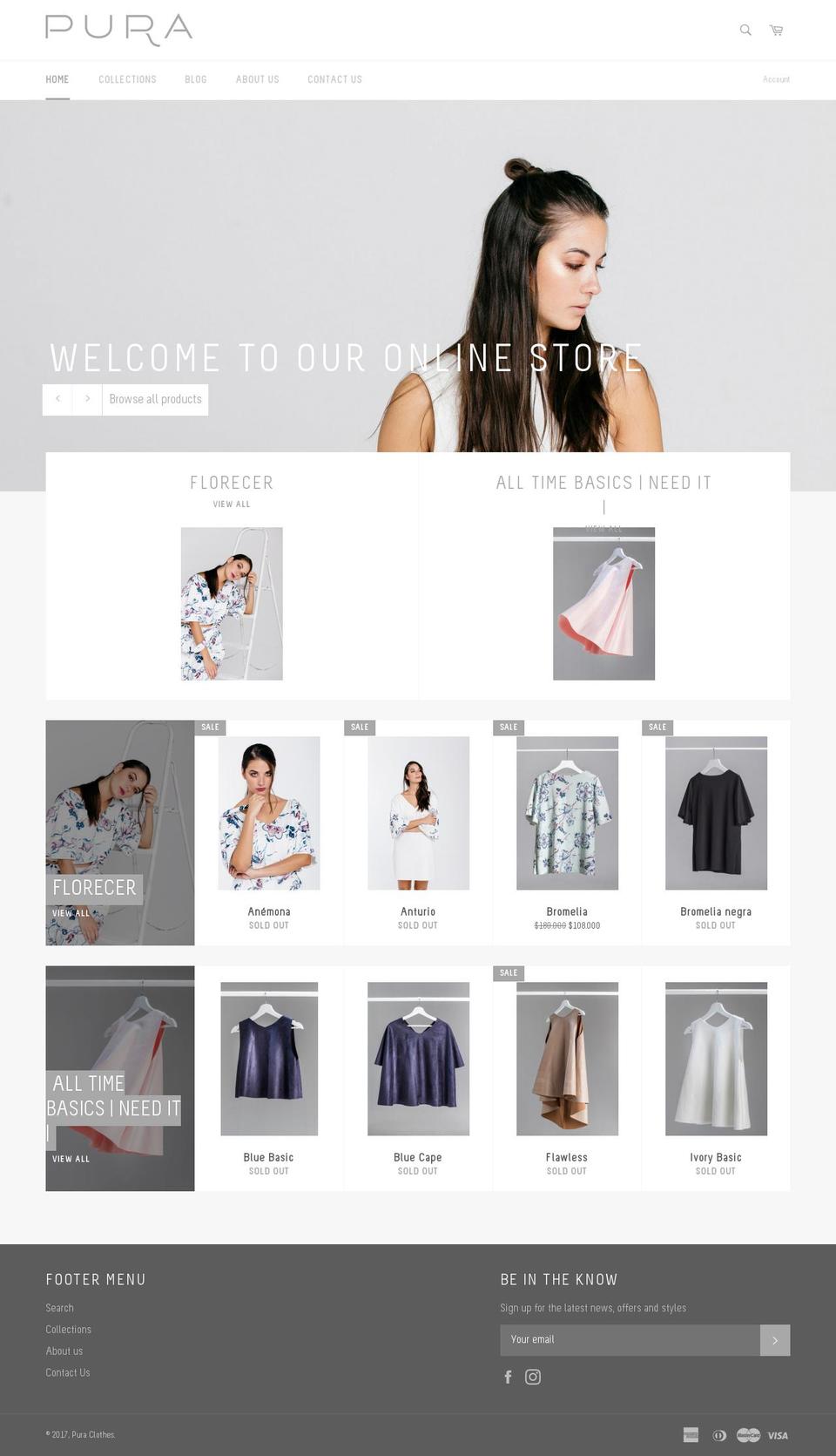 puraclothes.com shopify website screenshot